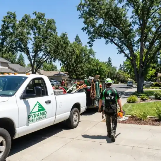 Allscape Solutions LLC truck arriving at a Albuquerque residential job
