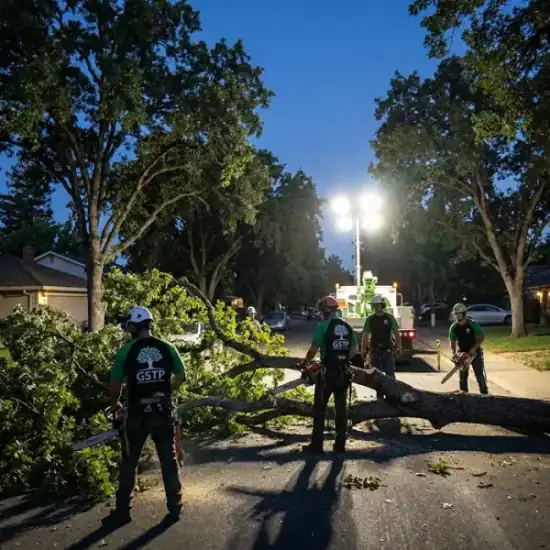 Emergency night tree removal in Albuquerque after a storm
